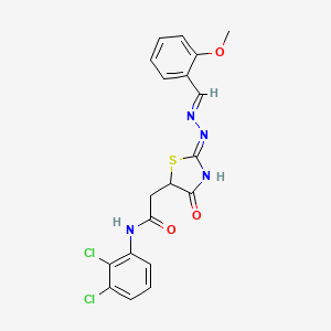 molecular formula C19H16Cl2N4O3S B3719636 N-(2,3-dichlorophenyl)-2-{4-hydroxy-2-[(2-methoxybenzylidene)hydrazono]-2,5-dihydro-1,3-thiazol-5-yl}acetamide 