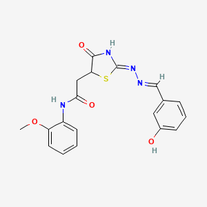 molecular formula C19H18N4O4S B3719655 2-{4-hydroxy-2-[(3-hydroxybenzylidene)hydrazono]-2,5-dihydro-1,3-thiazol-5-yl}-N-(2-methoxyphenyl)acetamide 