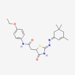 N-(4-ethoxyphenyl)-2-{4-hydroxy-2-[(3,5,5-trimethyl-2-cyclohexen-1-ylidene)hydrazono]-2,5-dihydro-1,3-thiazol-5-yl}acetamide