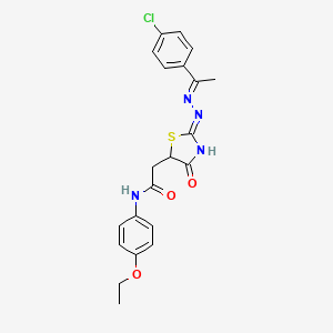 molecular formula C21H21ClN4O3S B3719666 2-(2-{[1-(4-chlorophenyl)ethylidene]hydrazono}-4-hydroxy-2,5-dihydro-1,3-thiazol-5-yl)-N-(4-ethoxyphenyl)acetamide 