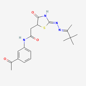 molecular formula C19H24N4O3S B3719672 N-(3-acetylphenyl)-2-{4-hydroxy-2-[(1,2,2-trimethylpropylidene)hydrazono]-2,5-dihydro-1,3-thiazol-5-yl}acetamide 