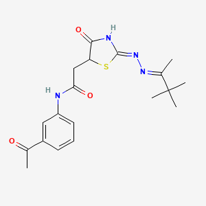 N-(3-acetylphenyl)-2-{4-hydroxy-2-[(1,2,2-trimethylpropylidene)hydrazono]-2,5-dihydro-1,3-thiazol-5-yl}acetamide