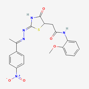 2-(4-hydroxy-2-{[1-(4-nitrophenyl)ethylidene]hydrazono}-2,5-dihydro-1,3-thiazol-5-yl)-N-(2-methoxyphenyl)acetamide