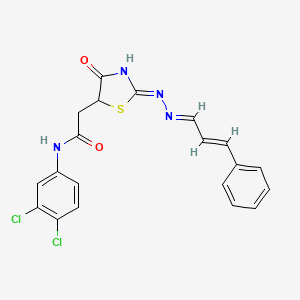 molecular formula C20H16Cl2N4O2S B3719689 N-(3,4-dichlorophenyl)-2-{4-hydroxy-2-[(3-phenyl-2-propen-1-ylidene)hydrazono]-2,5-dihydro-1,3-thiazol-5-yl}acetamide 