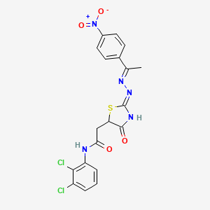 molecular formula C19H15Cl2N5O4S B3719696 N-(2,3-dichlorophenyl)-2-(4-hydroxy-2-{[1-(4-nitrophenyl)ethylidene]hydrazono}-2,5-dihydro-1,3-thiazol-5-yl)acetamide 