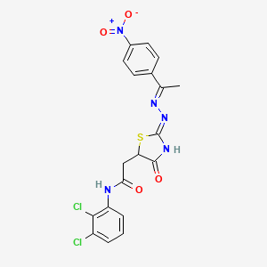 N-(2,3-dichlorophenyl)-2-(4-hydroxy-2-{[1-(4-nitrophenyl)ethylidene]hydrazono}-2,5-dihydro-1,3-thiazol-5-yl)acetamide