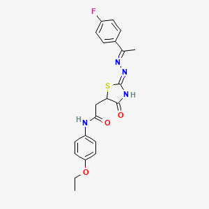 molecular formula C21H21FN4O3S B3719709 N-(4-ethoxyphenyl)-2-(2-{[1-(4-fluorophenyl)ethylidene]hydrazono}-4-hydroxy-2,5-dihydro-1,3-thiazol-5-yl)acetamide 