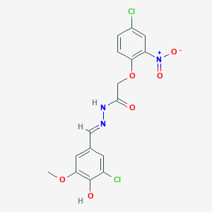 molecular formula C16H13Cl2N3O6 B3719750 N'-(3-chloro-4-hydroxy-5-methoxybenzylidene)-2-(4-chloro-2-nitrophenoxy)acetohydrazide 