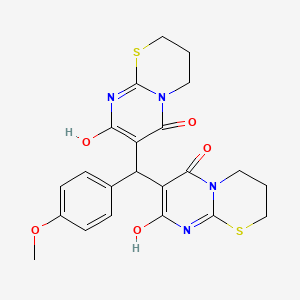 molecular formula C22H22N4O5S2 B3719755 8-hydroxy-7-[(6-hydroxy-8-oxo-3,4-dihydro-2H,8H-pyrimido[2,1-b][1,3]thiazin-7-yl)(4-methoxyphenyl)methyl]-3,4-dihydro-2H,6H-pyrimido[2,1-b][1,3]thiazin-6-one 