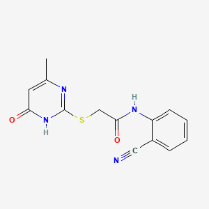 molecular formula C14H12N4O2S B3719762 N-(2-cyanophenyl)-2-[(4-methyl-6-oxo-1,6-dihydro-2-pyrimidinyl)thio]acetamide 