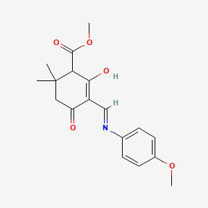 molecular formula C18H21NO5 B3719781 methyl 5-{[(4-methoxyphenyl)amino]methylene}-2,2-dimethyl-4,6-dioxocyclohexanecarboxylate 