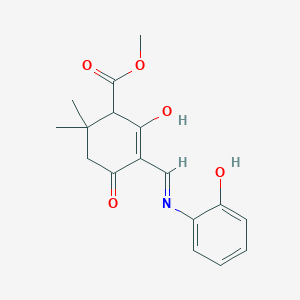 molecular formula C17H19NO5 B3719784 methyl 5-{[(2-hydroxyphenyl)amino]methylene}-2,2-dimethyl-4,6-dioxocyclohexanecarboxylate 
