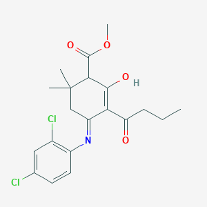 molecular formula C20H23Cl2NO4 B3719811 methyl 3-butyryl-4-[(2,4-dichlorophenyl)amino]-6,6-dimethyl-2-oxo-3-cyclohexene-1-carboxylate 