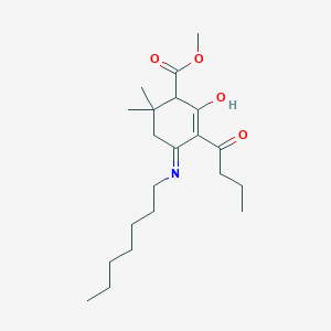 molecular formula C21H35NO4 B3719815 methyl 3-butyryl-4-(heptylamino)-6,6-dimethyl-2-oxo-3-cyclohexene-1-carboxylate 