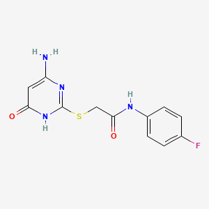molecular formula C12H11FN4O2S B3719868 2-[(4-amino-6-oxo-1,6-dihydro-2-pyrimidinyl)thio]-N-(4-fluorophenyl)acetamide 