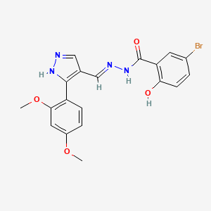 molecular formula C19H17BrN4O4 B3719891 5-bromo-N'-{[3-(2,4-dimethoxyphenyl)-1H-pyrazol-4-yl]methylene}-2-hydroxybenzohydrazide 
