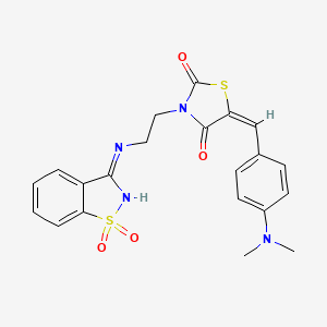 molecular formula C21H20N4O4S2 B3719905 5-[4-(dimethylamino)benzylidene]-3-{2-[(1,1-dioxido-1,2-benzisothiazol-3-yl)amino]ethyl}-1,3-thiazolidine-2,4-dione 