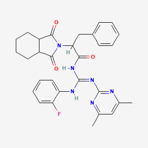N-{[(4,6-dimethyl-2-pyrimidinyl)amino][(2-fluorophenyl)amino]methylene}-2-(1,3-dioxooctahydro-2H-isoindol-2-yl)-3-phenylpropanamide