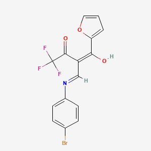 molecular formula C15H9BrF3NO3 B3719927 2-{[(4-bromophenyl)amino]methylene}-4,4,4-trifluoro-1-(2-furyl)-1,3-butanedione 
