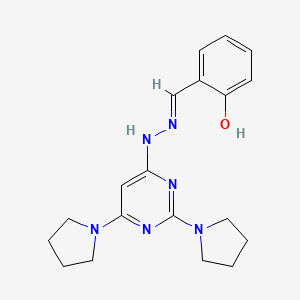 molecular formula C19H24N6O B3719932 2-hydroxybenzaldehyde (2,6-di-1-pyrrolidinyl-4-pyrimidinyl)hydrazone 