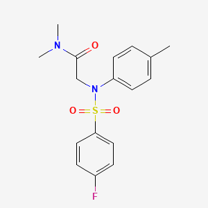 molecular formula C17H19FN2O3S B3719979 N~2~-[(4-fluorophenyl)sulfonyl]-N~1~,N~1~-dimethyl-N~2~-(4-methylphenyl)glycinamide 