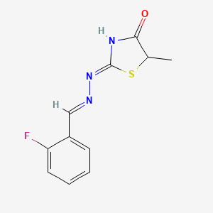molecular formula C11H10FN3OS B3719982 2-fluorobenzaldehyde (5-methyl-4-oxo-1,3-thiazolidin-2-ylidene)hydrazone 