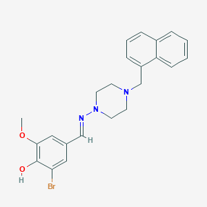 2-bromo-6-methoxy-4-({[4-(1-naphthylmethyl)-1-piperazinyl]imino}methyl)phenol