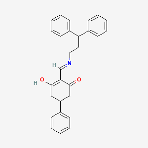 molecular formula C28H27NO2 B3719999 2-{[(3,3-diphenylpropyl)amino]methylene}-5-phenyl-1,3-cyclohexanedione 