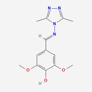 molecular formula C13H16N4O3 B3720006 4-{[(3,5-dimethyl-4H-1,2,4-triazol-4-yl)imino]methyl}-2,6-dimethoxyphenol CAS No. 303092-71-9
