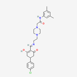 2-{4-[2-({[4-(4-chlorophenyl)-2,6-dioxocyclohexylidene]methyl}amino)ethyl]-1-piperazinyl}-N-(3,5-dimethylphenyl)acetamide