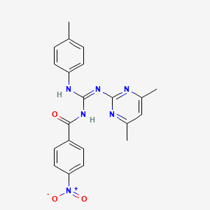 molecular formula C21H20N6O3 B3720088 N-{[(4,6-dimethyl-2-pyrimidinyl)amino][(4-methylphenyl)amino]methylene}-4-nitrobenzamide 
