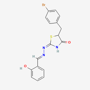 molecular formula C17H14BrN3O2S B3720103 2-hydroxybenzaldehyde [5-(4-bromobenzyl)-4-oxo-1,3-thiazolidin-2-ylidene]hydrazone 