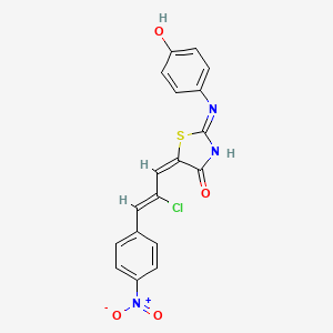 molecular formula C18H12ClN3O4S B3720111 5-[2-chloro-3-(4-nitrophenyl)-2-propen-1-ylidene]-2-[(4-hydroxyphenyl)amino]-1,3-thiazol-4(5H)-one 