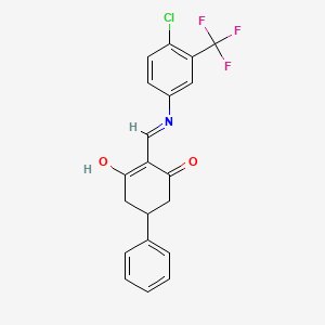 molecular formula C20H15ClF3NO2 B3720118 2-({[4-chloro-3-(trifluoromethyl)phenyl]amino}methylene)-5-phenyl-1,3-cyclohexanedione 