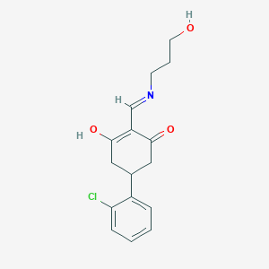 molecular formula C16H18ClNO3 B3720124 5-(2-chlorophenyl)-2-{[(3-hydroxypropyl)amino]methylene}-1,3-cyclohexanedione 