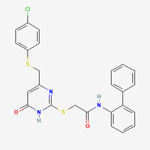 molecular formula C25H20ClN3O2S2 B3720163 N-2-biphenylyl-2-[(4-{[(4-chlorophenyl)thio]methyl}-6-hydroxy-2-pyrimidinyl)thio]acetamide 