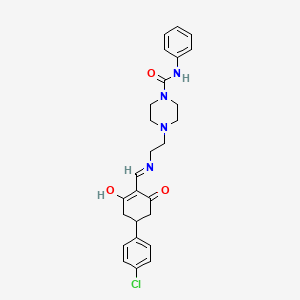 4-[2-({[4-(4-chlorophenyl)-2,6-dioxocyclohexylidene]methyl}amino)ethyl]-N-phenyl-1-piperazinecarboxamide