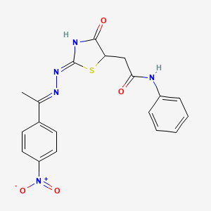 2-(4-hydroxy-2-{[1-(4-nitrophenyl)ethylidene]hydrazono}-2,5-dihydro-1,3-thiazol-5-yl)-N-phenylacetamide