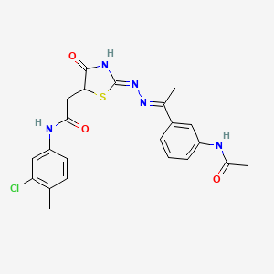 2-[2-({1-[3-(acetylamino)phenyl]ethylidene}hydrazono)-4-hydroxy-2,5-dihydro-1,3-thiazol-5-yl]-N-(3-chloro-4-methylphenyl)acetamide