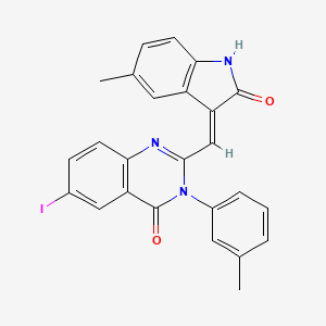 6-iodo-2-[(5-methyl-2-oxo-1,2-dihydro-3H-indol-3-ylidene)methyl]-3-(3-methylphenyl)-4(3H)-quinazolinone