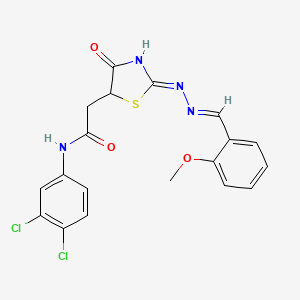 N-(3,4-dichlorophenyl)-2-{4-hydroxy-2-[(2-methoxybenzylidene)hydrazono]-2,5-dihydro-1,3-thiazol-5-yl}acetamide