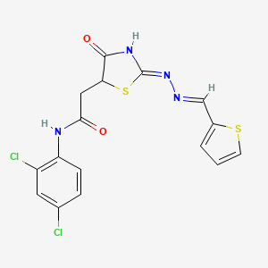 molecular formula C16H12Cl2N4O2S2 B3720276 N-(2,4-dichlorophenyl)-2-{4-hydroxy-2-[(2-thienylmethylene)hydrazono]-2,5-dihydro-1,3-thiazol-5-yl}acetamide 