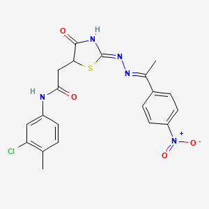 N-(3-chloro-4-methylphenyl)-2-(4-hydroxy-2-{[1-(4-nitrophenyl)ethylidene]hydrazono}-2,5-dihydro-1,3-thiazol-5-yl)acetamide