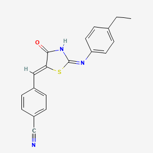 molecular formula C19H15N3OS B3720303 4-({2-[(4-ethylphenyl)imino]-4-oxo-1,3-thiazolidin-5-ylidene}methyl)benzonitrile 