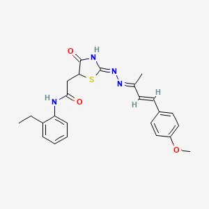 molecular formula C24H26N4O3S B3720318 N-(2-ethylphenyl)-2-(4-hydroxy-2-{[3-(4-methoxyphenyl)-1-methyl-2-propen-1-ylidene]hydrazono}-2,5-dihydro-1,3-thiazol-5-yl)acetamide 