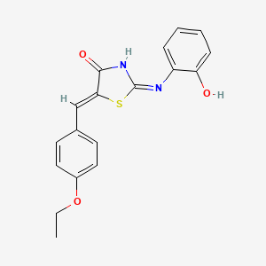 molecular formula C18H16N2O3S B3720341 5-(4-ethoxybenzylidene)-2-[(2-hydroxyphenyl)amino]-1,3-thiazol-4(5H)-one 