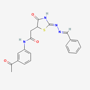 N-(3-acetylphenyl)-2-[2-(benzylidenehydrazono)-4-hydroxy-2,5-dihydro-1,3-thiazol-5-yl]acetamide