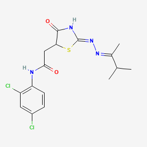 molecular formula C16H18Cl2N4O2S B3720367 N-(2,4-dichlorophenyl)-2-{2-[(1,2-dimethylpropylidene)hydrazono]-4-hydroxy-2,5-dihydro-1,3-thiazol-5-yl}acetamide 