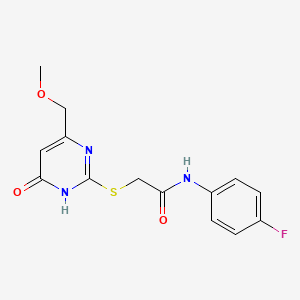 N-(4-fluorophenyl)-2-{[4-(methoxymethyl)-6-oxo-1,6-dihydro-2-pyrimidinyl]thio}acetamide