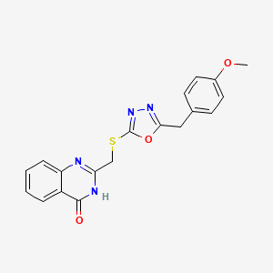 molecular formula C19H16N4O3S B3720474 2-({[5-(4-methoxybenzyl)-1,3,4-oxadiazol-2-yl]thio}methyl)-4(3H)-quinazolinone 